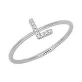 0.03ct 14k White Gold Diamond Lady's Ring - Letter L